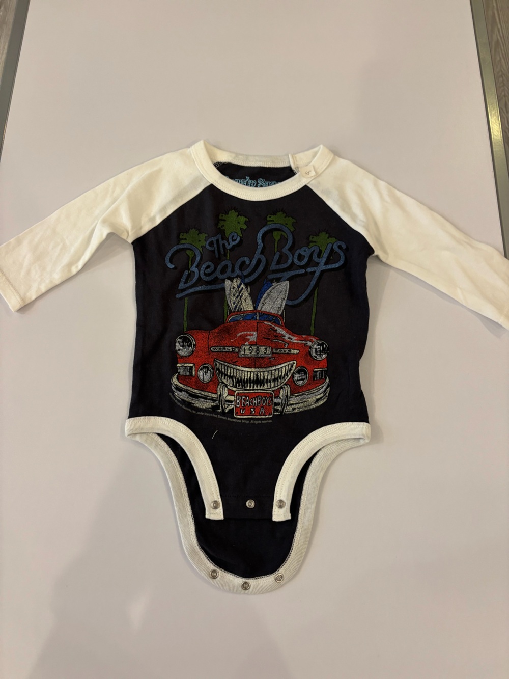 Rowdy Sprout Navy, White & Red Beach Boys Car One-Piece